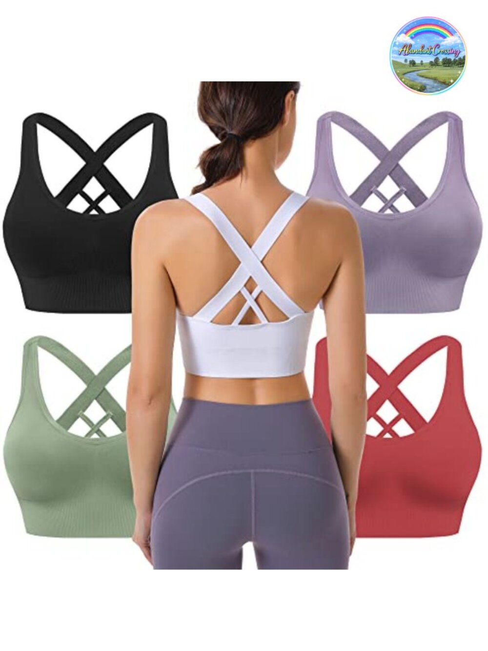 High Support Sports Bras for Women Padded Criss Cross Seamless 3-5 Pack